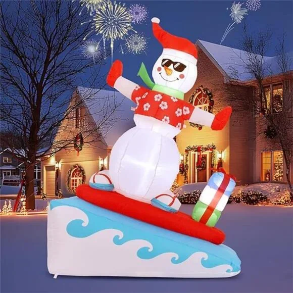 Inflatable Christmas Decorations Outdoor, 6FT Inflatable Snowman with LED Lights